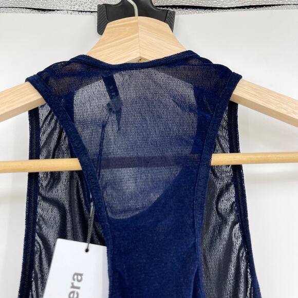PRISCAVera | NWT Racerback Tank Top in Navy Sheer Velvet XS - Picture 5 of 7
